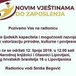 Radionica- Novim vještinama do zaposlenja u prostoriji Narodne knjižnice i čitaonice Lipovljani