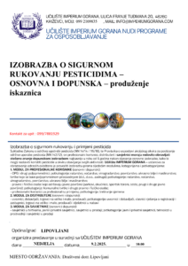 IZOBRAZBA O SIGURNOM RUKOVANJU PESTICIDIMA – OSNOVNA I DOPUNSKA – produženje iskaznica 